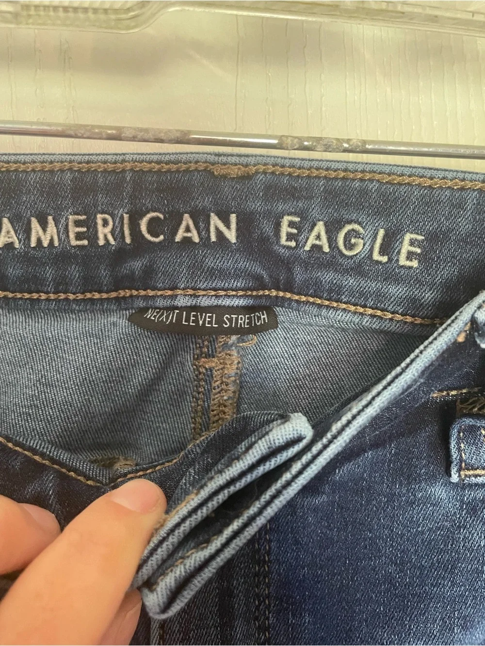 American Eagle Women's Distressed High-Rise Skinny Jeggings - Dark Blue